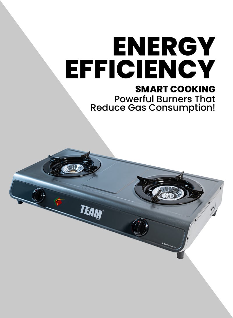 TEAM 2 Burner Gas Cooker with Auto Ignition, Whirlwind Focus Flame & Easy-Clean Non-Stick Body – Compact LPG Stove for Home & Outdoor Cooking - Image 4